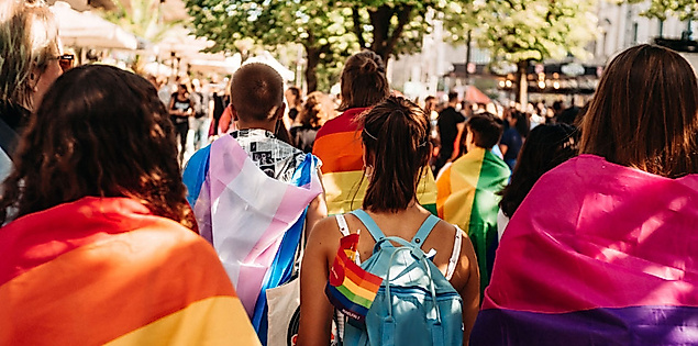 Menschen mit Pride-Flaggen bei queerer Demonstration in Hamburg – Zeichen für Vielfalt und Sichtbarkeit