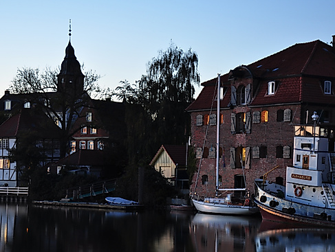 Evening atmosphere in the inland harbor