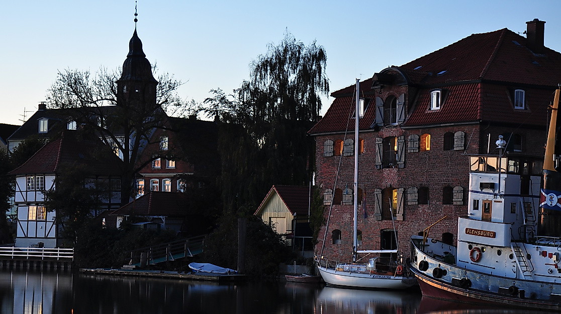 Evening atmosphere in the inland harbor