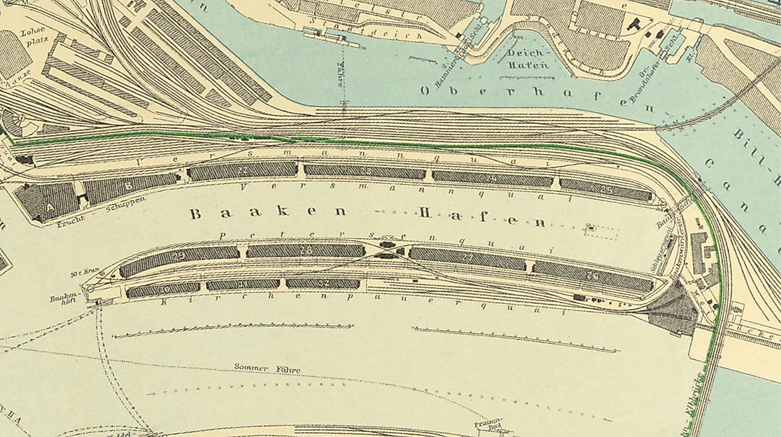 Johann Friedrich Bubendey Der Hafen von Hamburg Hamburg 1912 Lithografie Fragment Staats und Universitätsbibliothek Hamburg Public Domain Mark 1 0 Universal