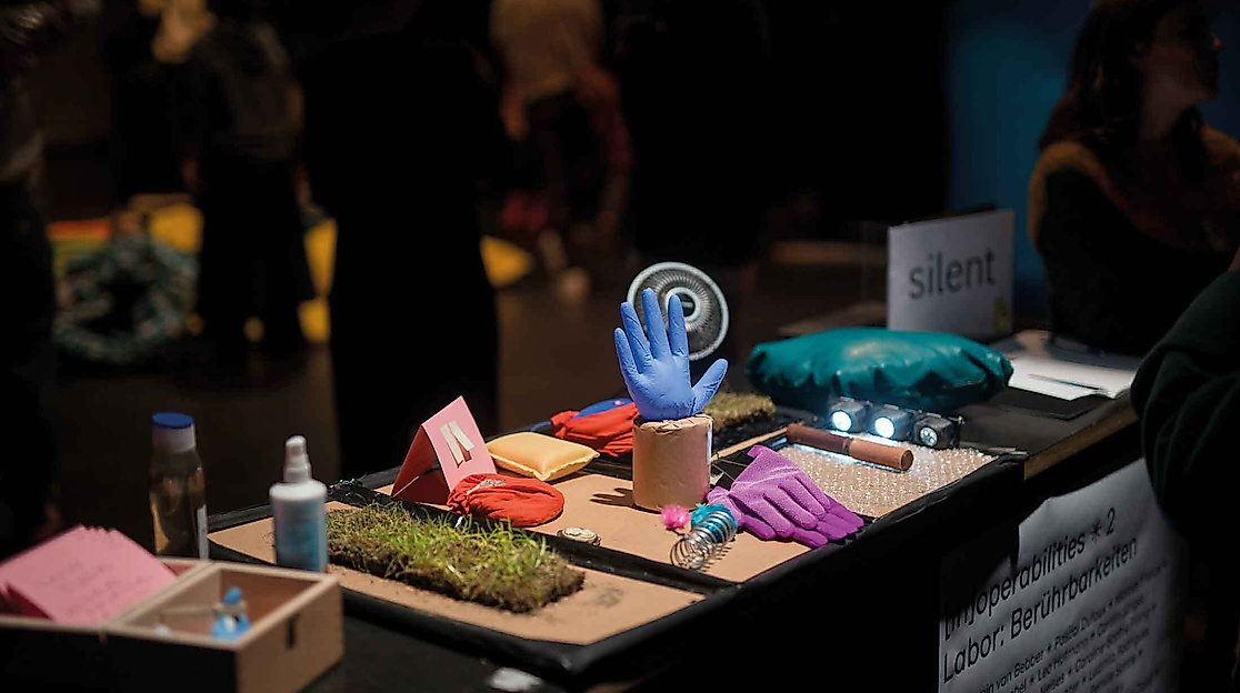 Colorful gloves on a table.