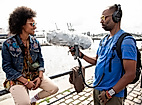 Interview mit Musiker am Hamburger Hafen