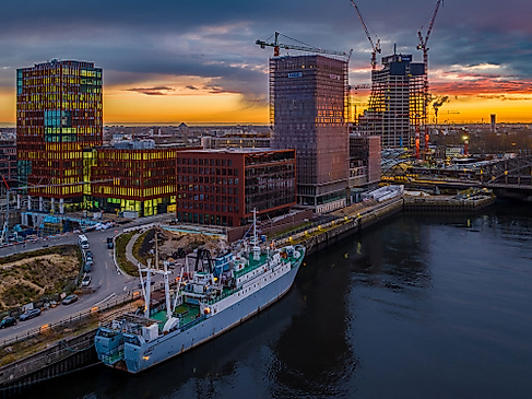 MS Stubnitz at sunset